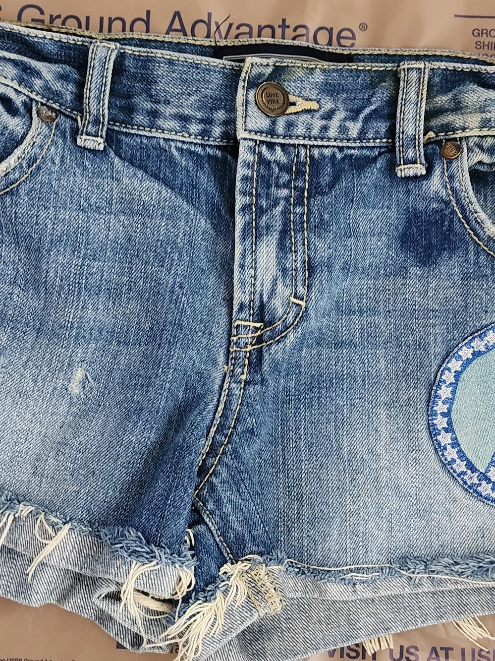 PINK Victoria's Secret Light Blue Distressed Denim Shorts